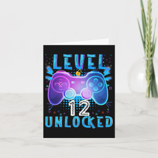 Level 12 Unlocked Video Game 12th Birthday Gamer B Card