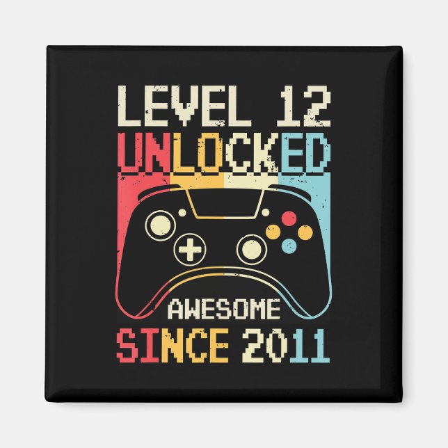 Level 12 Unlocked Video Game 12th Birthday Gamer B Magnet (Front)