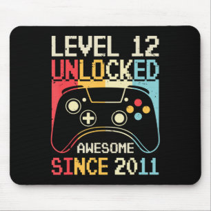 Level 12 Unlocked Video Game 12th Birthday Gamer B Mouse Mat