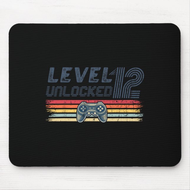 Level 12 Unlocked Video Game 12th Birthday Gamer B Mouse Mat (Front)