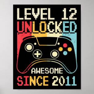Level 12 Unlocked Video Game 12th Birthday Gamer B Poster