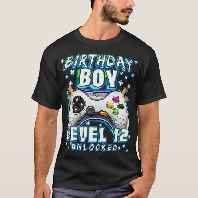 Level 12 Unlocked Video Game 12th Birthday Gamer B T-Shirt (Front)