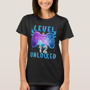 Level 12 Unlocked Video Game 12th Birthday Gamer B T-Shirt