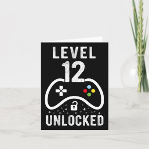 Level 12 Unlocked Video Game 12th Birthday Gift  Card