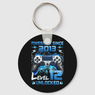 Level 12 Unlocked Video Gamer 12 Years Old 12 Birt Key Ring