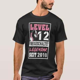 Level 12 Years Gamer Girl Since 2010 Birthday Vide T-Shirt