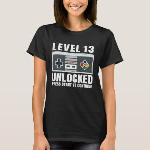 Level 13 Unlocked 13 Year Old Gamer 13th Birthday T-Shirt