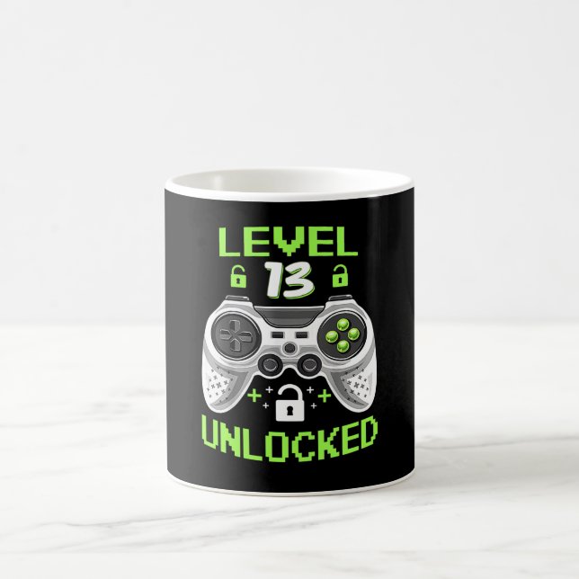 Level 13 Unlocked 13 Years Old Birthday Gift Coffee Mug (Center)
