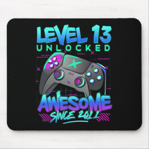 Level 13 Unlocked 13 Years Old Boy Birthday 13th B Mouse Mat
