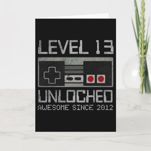 Level 13 Unlocked 13th Birthday 13 Year Old Video  Card (Front)