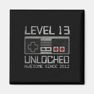 Level 13 Unlocked 13th Birthday 13 Year Old Video Magnet