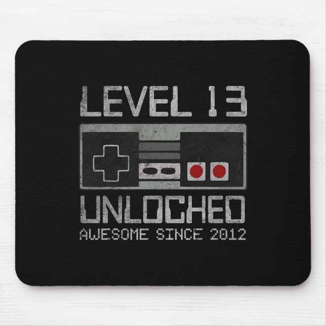 Level 13 Unlocked 13th Birthday 13 Year Old Video  Mouse Mat (Front)