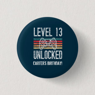 Level 13 Unlocked 13th Birthday Personalized 3 Cm Round Badge