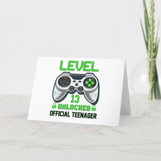Level 13 unlocked 13th birthday video game thank you card