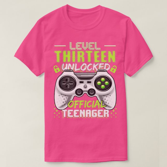 Level 13 Unlocked  13th Video  Birthday Gift  (129 T-Shirt (Design Front)