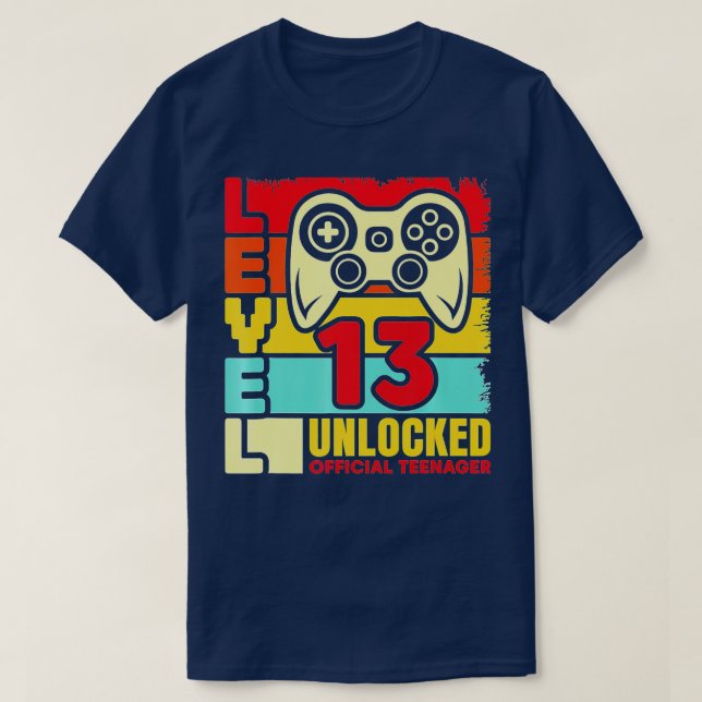 Level 13 Unlocked  13th Video  Birthday Gift  (56) T-Shirt (Design Front)