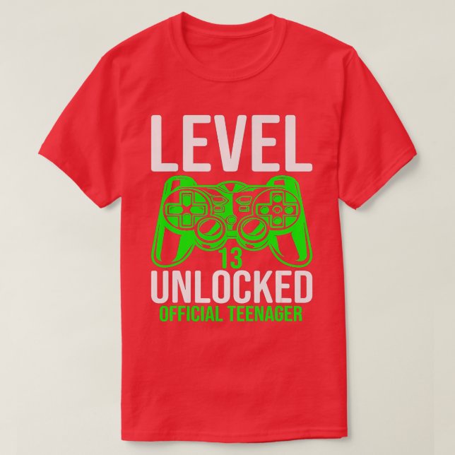 Level 13 Unlocked  13th Video  Birthday Gift  (61) T-Shirt (Design Front)