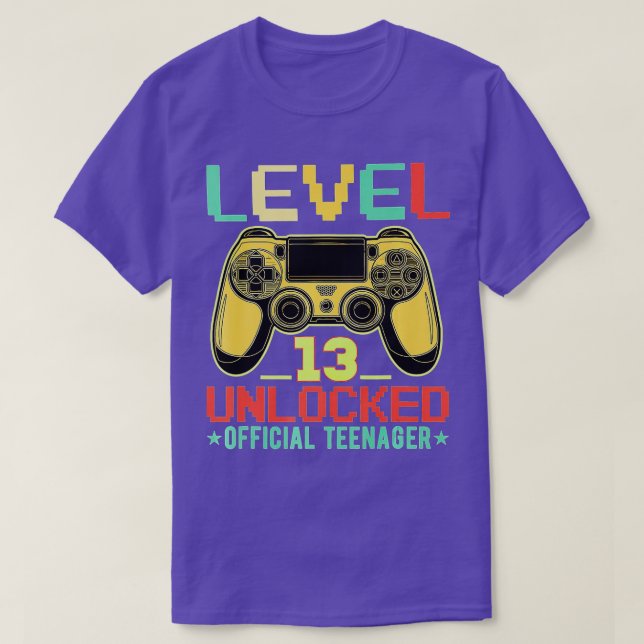 Level 13 Unlocked  13th Video  Birthday Gift  (63) T-Shirt (Design Front)