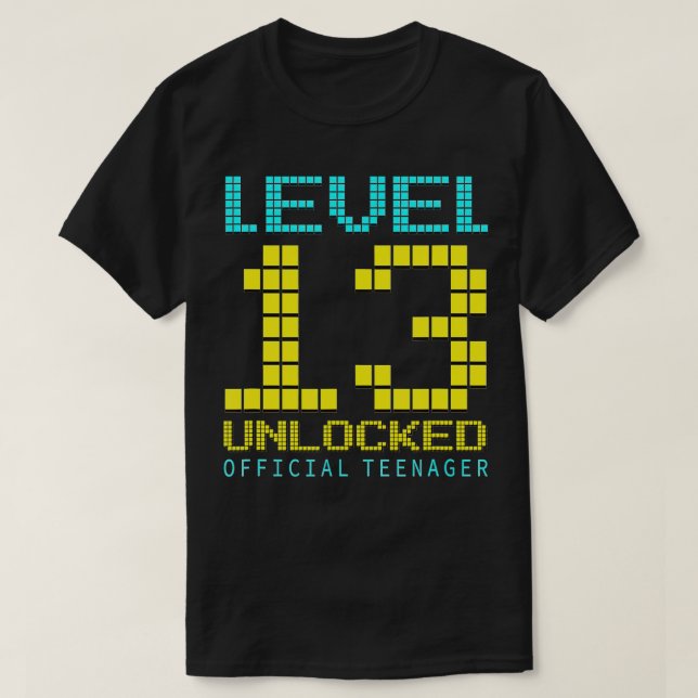 Level 13 Unlocked  13th Video  Birthday Gift  (80) T-Shirt (Design Front)