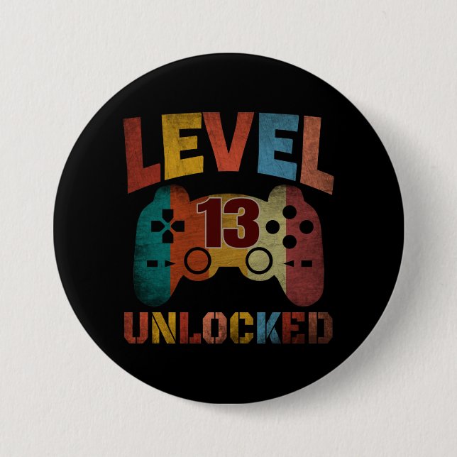 LEVEL 13 UNLOCKED 7.5 CM ROUND BADGE (Front)