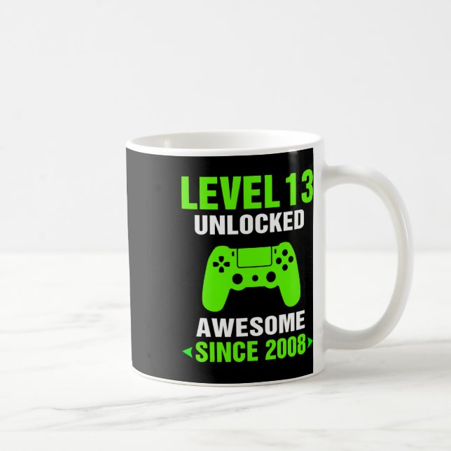 Level 13 Unlocked Awesome 2008 Video Game 13th Bir Coffee Mug (Right)