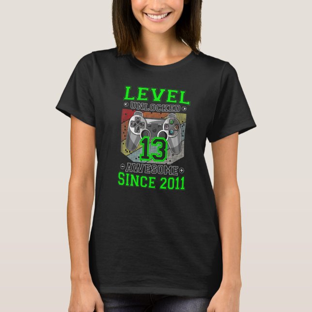 Level 13 Unlocked Awesome 2009 Video Game 13th Bir T-Shirt (Front)
