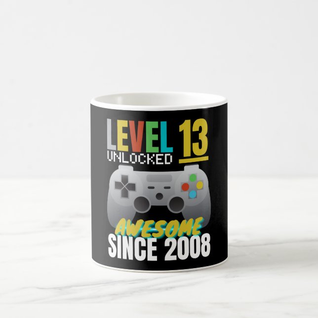 Level 13 Unlocked Awesome Since 2008 Coffee Mug (Center)