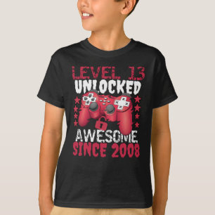 Level 13 Unlocked Awesome Since 2008 T-Shirt