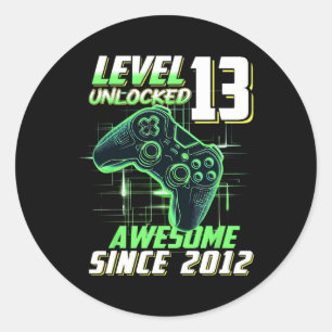 Level 13 Unlocked Awesome Since 2012 13th Birthday Classic Round Sticker