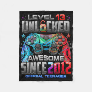 Level 13 Unlocked Awesome Since 2012 13th Birthday Fleece Blanket