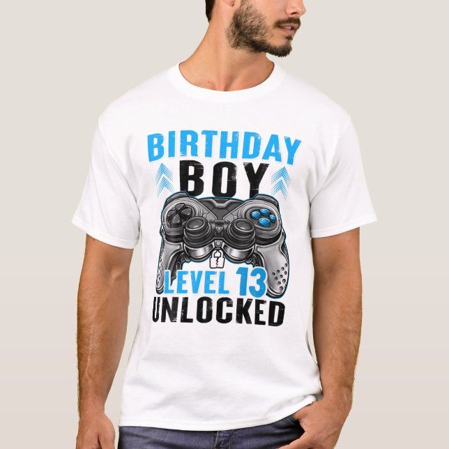 Level 13 Unlocked Birthday Boy 13 Year Old Boys Ga T-Shirt (Front)
