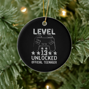 Level 13 unlocked official teenager 13th birthday ceramic tree decoration