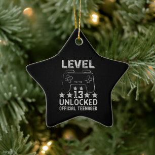 Level 13 unlocked official teenager 13th birthday ceramic tree decoration