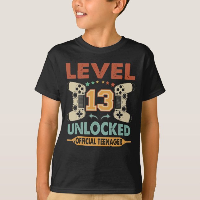 Level 13 Unlocked Official Teenager 13th Birthday T-Shirt (Front)