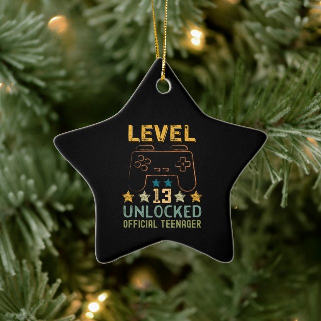Level 13 unlocked official teenager funny gamers ceramic tree decoration (Tree)