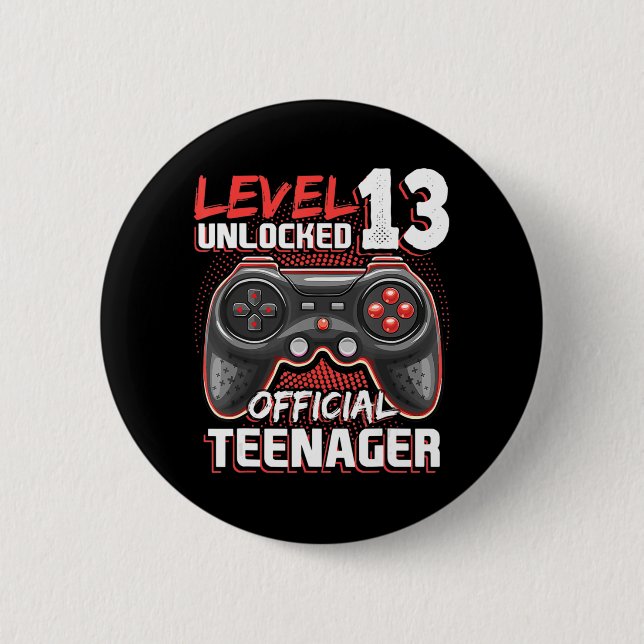 Level 13 Unlocked Official Teenager Video Game 13t 6 Cm Round Badge (Front)