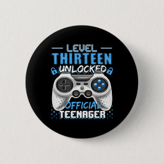 Level 13 Unlocked Official Teenager Video Game 13t 6 Cm Round Badge