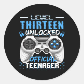 Level 13 Unlocked Official Teenager Video Game 13t Classic Round Sticker