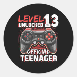Level 13 Unlocked Official Teenager Video Game 13t Classic Round Sticker
