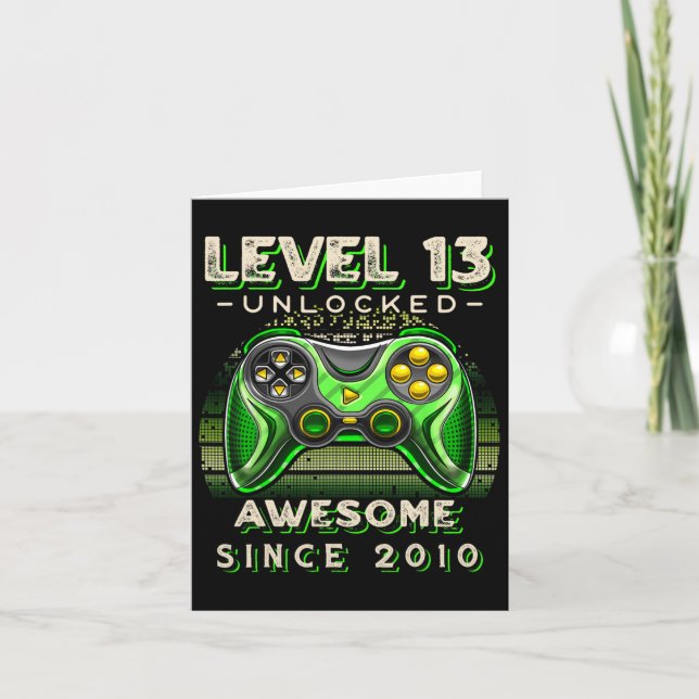 Level 13 Unlocked Video Game 13th Birthday 13 Yr O Card (Front)