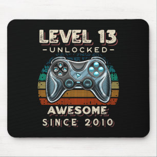 Level 13 Unlocked Video Game 13th Birthday 13 Yr O Mouse Mat