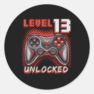 Level 13 Unlocked Video Game 13th Birthday Gamer B Classic Round Sticker
