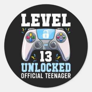 Level 13 Unlocked Video Game 13th Birthday Gamer B Classic Round Sticker