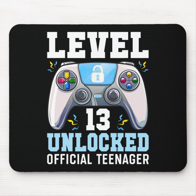 Level 13 Unlocked Video Game 13th Birthday Gamer B Mouse Mat (Front)