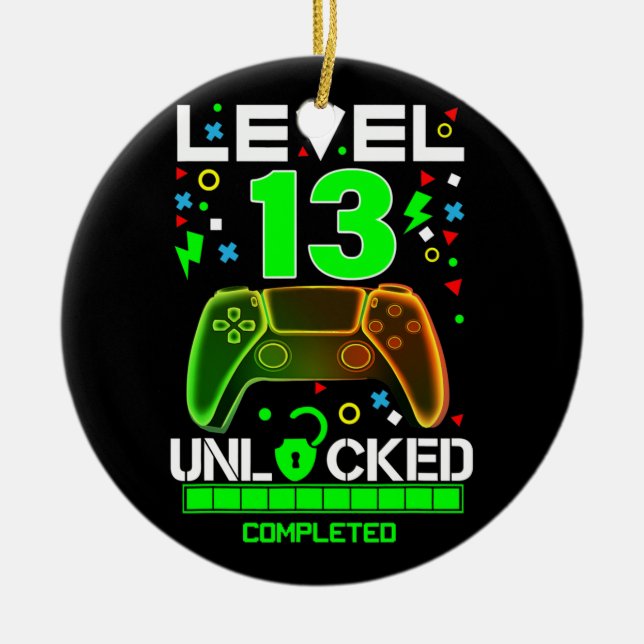 Level 13 Unlocked Video Game 13th Birthday Gamer Ceramic Tree Decoration (Front)
