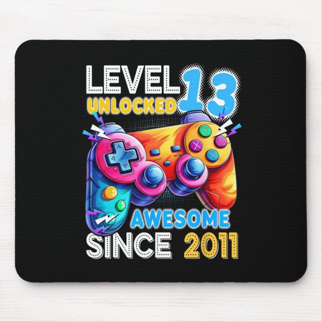 Level 13 Unlocked Video Game 13th Birthday  Mouse Mat (Front)