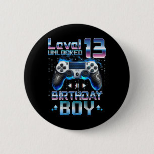 Level 13 Unlocked Video Gamer 13 Years Old 13 Birt 6 Cm Round Badge