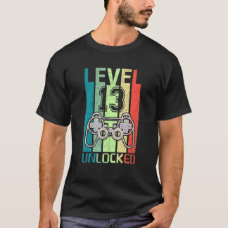 Level 13 Unlocked  Video Gamer 13th Birthday  Tee
