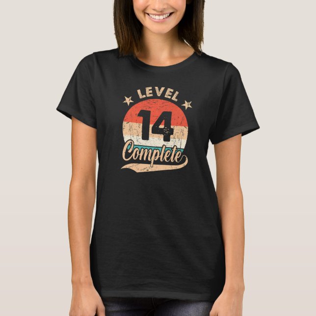 Level 14 Complete Retro 14th Wedding Aniversary Fo T-Shirt (Front)