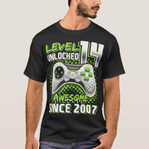Level 14 Unlocked Awesome 2007 Video Game 14th Bir T-Shirt